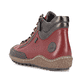 Rote Rieker Damen Kurzstiefel L7500-35 mit wasserabweisender RiekerTEX-Membran. Schuh von hinten.