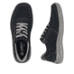 Blaue Rieker Herren Schnürschuhe 03030-14 mit Reißverschluss sowie Extraweite H. Schuh von oben, liegend.