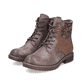 Braune Rieker Damen Schnürstiefel 94712-25 mit wasserabweisender TEX-Membran. Schuhpaar seitlich schräg.