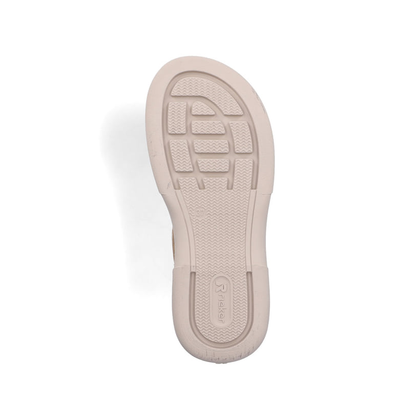 Beige Rieker Damen Riemchensandalen V3063-62 mit trendiger Schnalle. Schuh Laufsohle.