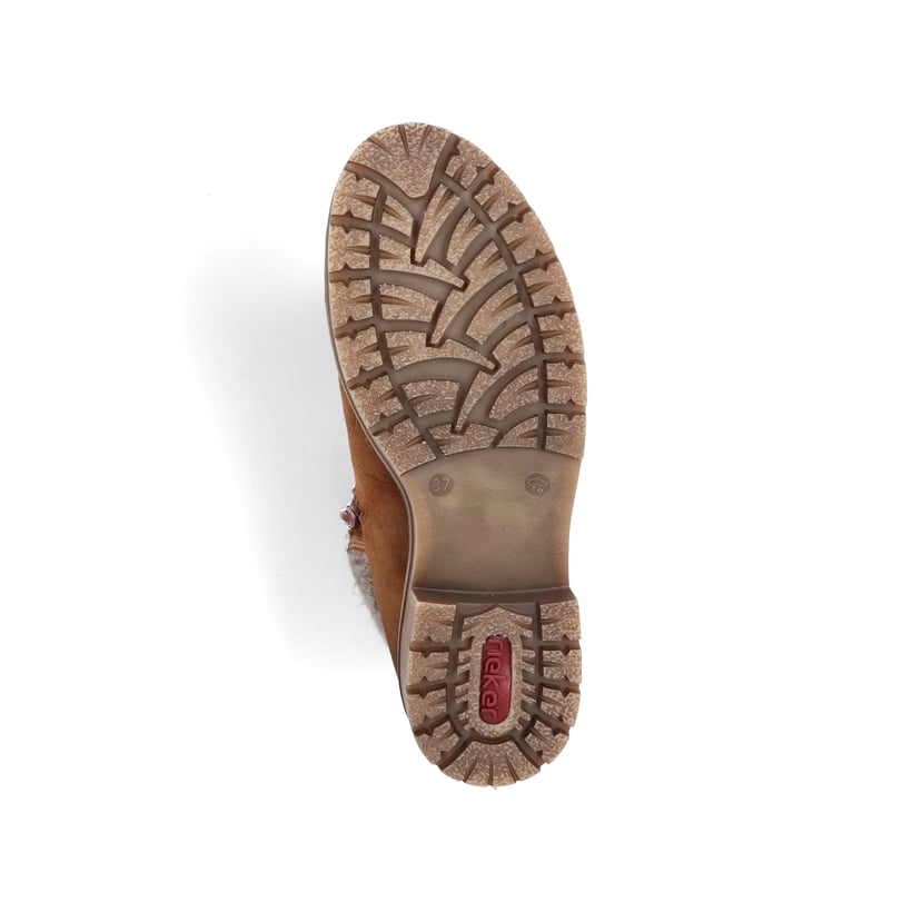Braune Rieker Damen Schnürstiefel Y9131-24 mit wasserabweisender TEX-Membran. Schuh Laufsohle.