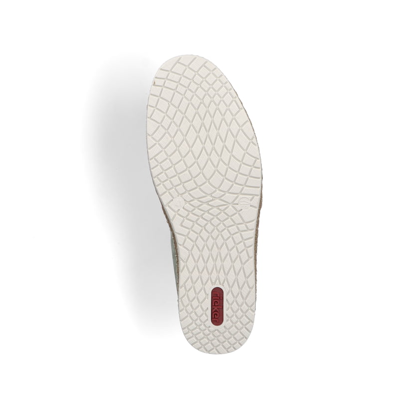 Grüne Rieker Herren Slipper B5265-52 mit einem Gummizug sowie Komfortweite G 1/2. Schuh Laufsohle.