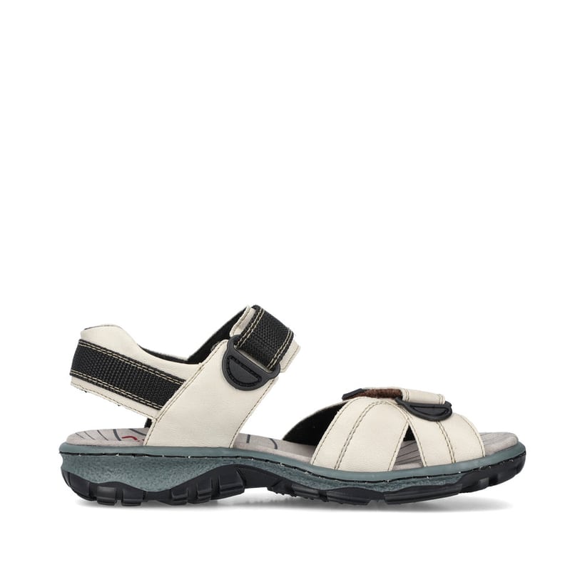 Weiße Rieker Damen Trekkingsandalen 68851-80 mit einem Klettverschluss. Schuh Innenseite.