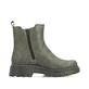 Dunkelgrüne Rieker Damen Chelsea Boots 76750-54 mit einem Reißverschluss. Schuh Innenseite.