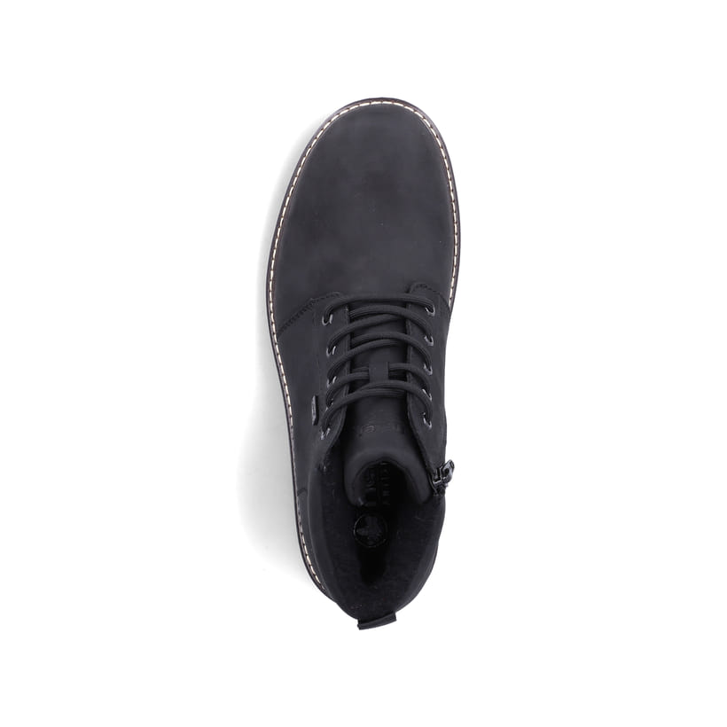 Schwarze Rieker Herren Schnürstiefel 39831-00 aus Rauleder. Schuh von oben.