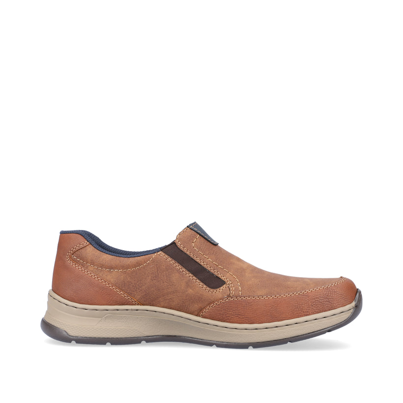 Holzbraune Rieker Herren Slipper 14362-24 mit einer schockabsorbierenden Sohle. Schuh Innenseite
