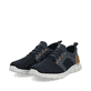 Mocassins Rieker bleus pour homme B7796-14 avec bande élastique. Chaussures inclinées sur le côté.