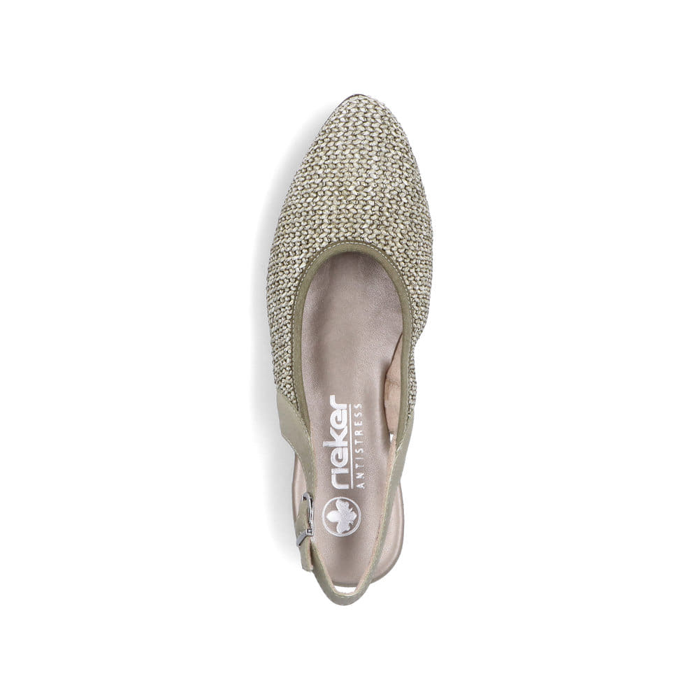 Escarpins Ã  bride Rieker verts pour femme 47060-52 avec boucle. Chaussure vue de dessus.