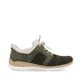 Grüne Rieker Damen Slipper N42G4-54 mit Ready2GO Slip-in Funktion sowie Gummizug. Schuh Innenseite.