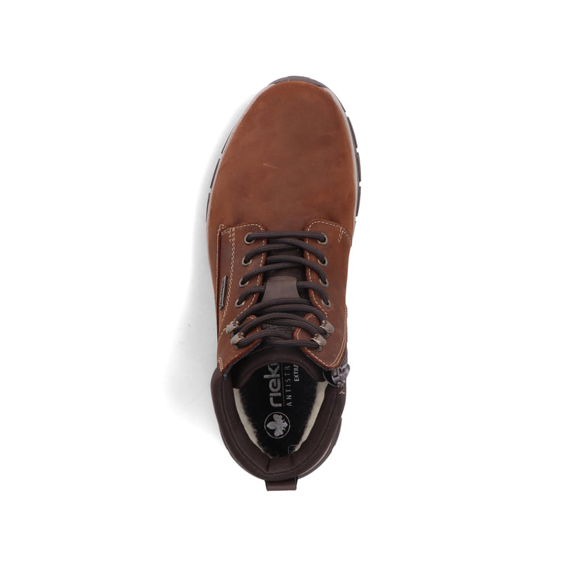 Braune Rieker Herren Schnürstiefel 30241-22 aus Rauleder. Schuh von oben.