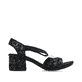 Schwarze Rieker Riemchensandaletten 64683-91 mit einem Gummizug. Schuh Innenseite.