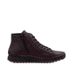 Dunkelrote Rieker Damen Schnürstiefel 71510-30 mit einem Reißverschluss. Schuh von hinten.