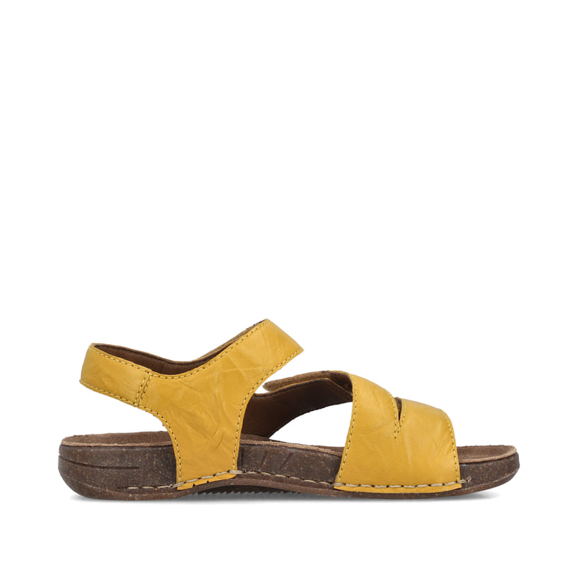 Gelbe Rieker Damen Riemchensandalen 61402-69 mit einem Klettverschluss. Schuh Innenseite.