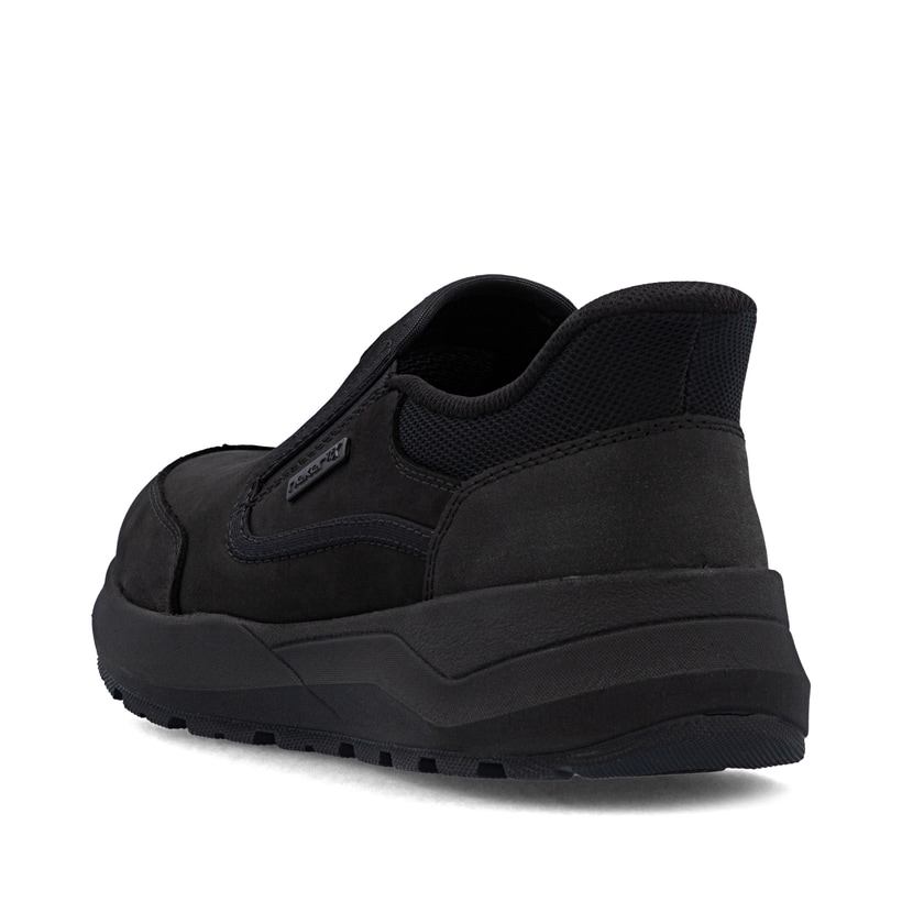 Mocassins Rieker noirs pour homme 06052-00 en cuir suédé. Chaussure vue de dessus.