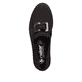 Dunkelbraune Rieker Damen Loafer 45553-25 mit Schmuckelementen sowie Gummizug. Schuh von oben.