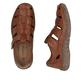 Braune Rieker Herren Slipper 03578-24 mit Klettverschluss sowie der Extraweite H. Schuh von oben, liegend.