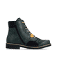 Blau-schwarze Rieker Damen Schnürstiefel 73510-90 mit farbenfrohen Details. Schuh Innenseite.