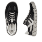 Schwarze Rieker Damen Slipper L0363-00 mit einem Reißverschluss. Schuh von oben, liegend.