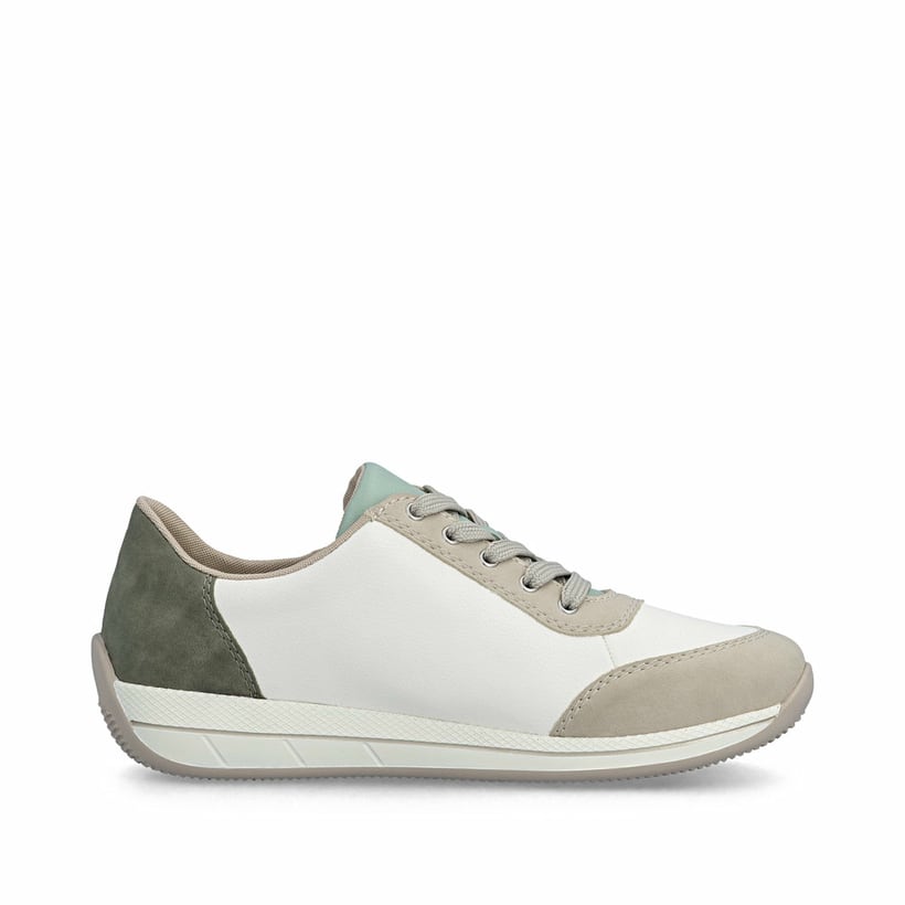Baskets basses Rieker multicolores femme N1112-92 avec fermeture éclair. Côté intérieur de la chaussure.