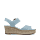 Blaue vegane Rieker Keilsandaletten 68763-10 mit trendigen Schnalle. Schuh Innenseite.