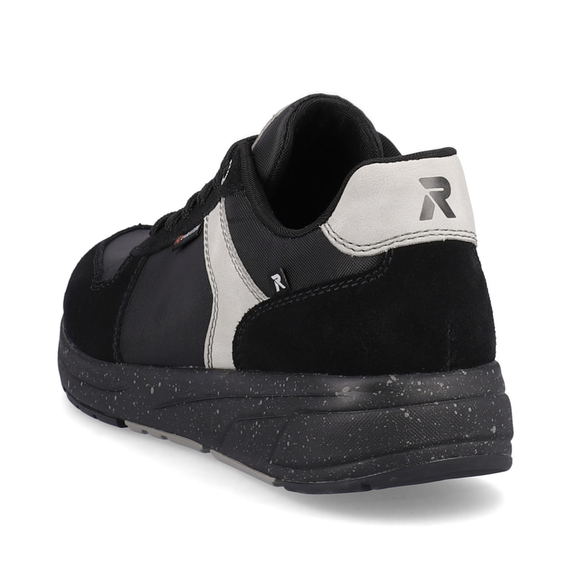 Schwarze Rieker Herren Sneaker Low 07002-00 mit super leichter Sohle. Schuh von hinten.