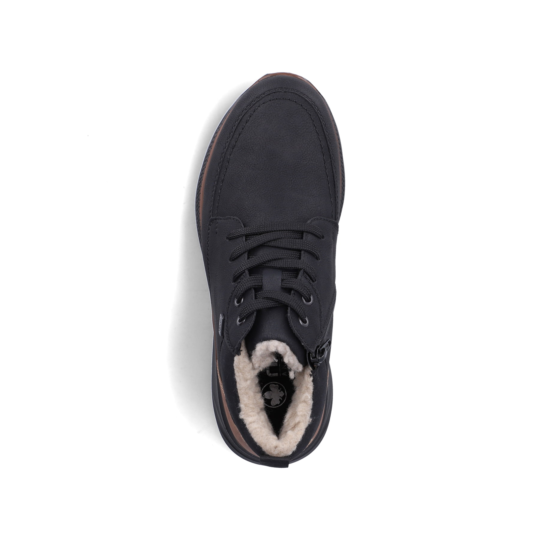 Schwarze Rieker Herren Schnürstiefel B1824-00 mit wasserabweisender TEX-Membran. Schuh von oben.
