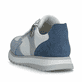 Baskets basses Rieker bleues pour femme 49010-12 en cuir lisse. Chaussure vue de l'arrière.