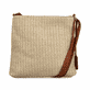Rieker Damen Handtasche H1519-62 in Cremebeige-Karamellbraun aus Textil mit Reißverschluss. Handtasche getragen.