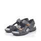 Ozeanblaue Rieker Herren Trekkingsandalen 26156-15 mit einem Klettverschluss. Schuhpaar seitlich schräg.