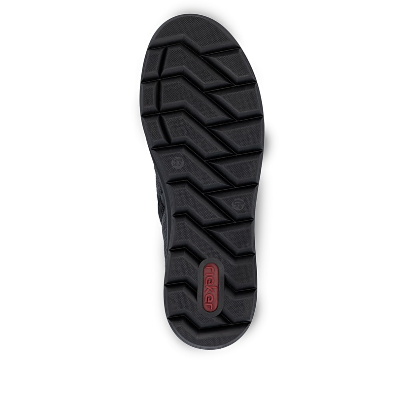 Schwarze Rieker Damen Kurzstiefel Z0056-00 aus Glattleder. Schuh Laufsohle.