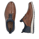 Braune Rieker Herren Slipper 14755-24 aus Glattleder. Schuh von oben, liegend.