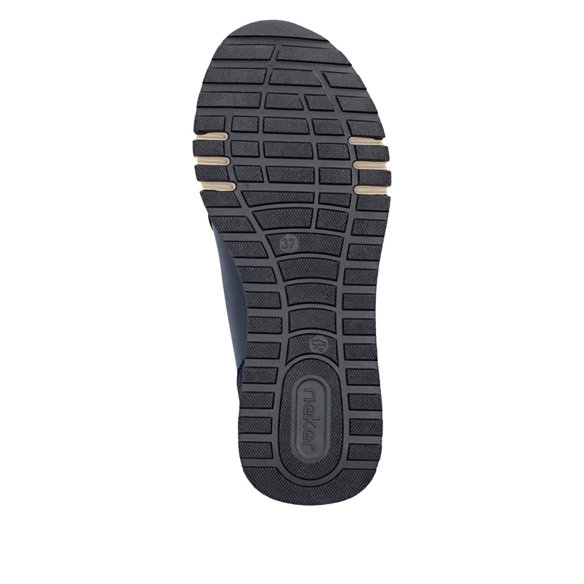 Dunkelblaue Rieker Damen Sneaker Low 49010-14 aus Rauleder mit Reißverschluss. Schuh Laufsohle.
