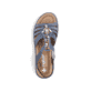 Blaue Rieker Damen Riemchensandalen V8549-10 mit Schmuckelementen sowie Gummizug. Schuh von oben.