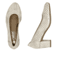 Beige Rieker Pumps 41057-60 mit Gummizug sowie einer extra weichen Decksohle. Schuh von oben, liegend.