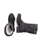 Schwarze Rieker Damen Hochschaftstiefel Z4755-00 mit Strick-Kragen. Schuh von oben, liegend.
