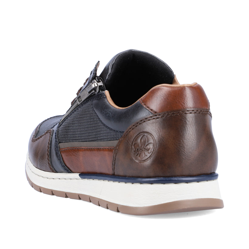 Blaugraue Rieker Herren Sneaker Low B2111-14 mit einer schockabsorbierenden Sohle. Schuh von hinten