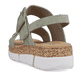 Grüne Rieker Damen Riemchensandalen V2350-52 mit einem Klettverschluss. Schuh von hinten.