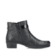 Tiefschwarze Rieker Damen Stiefeletten Y0783-00 mit Reißverschluss sowie Blockabsatz. Schuh Innenseite