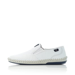 Rieker Homme B4551 Mocassin - Cuir Lisse, Confort Large, Blanc Perle