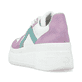 Weiße vegane Rieker Damen Sneaker Low M7814-90 mit einer Schnürung. Schuh von hinten.