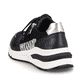 
Urbanschwarze Rieker Damen Sneaker Low M6616-00 mit einer robusten Profilsohle. Schuh von hinten