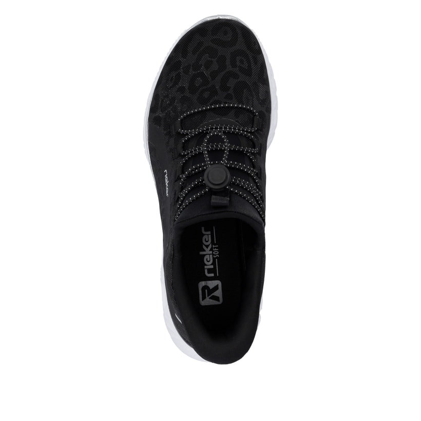 Baskets basses Rieker noires femme M6066-01 avec option easy in facile. Chaussure vue de dessus.