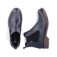 Dunkelblaue Rieker Damen Chelsea Boots 79450-14 mit einem Gummizug. Schuh von oben, liegend.