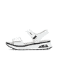 Weiße Rieker Keilsandaletten 65663-80 mit Rieker Air Sohlenfenster. Schuh Außenseite.