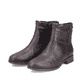 Dunkelbraune Rieker Damen Stiefeletten 77041-26 mit Zierelement. Schuhpaar seitlich schräg.