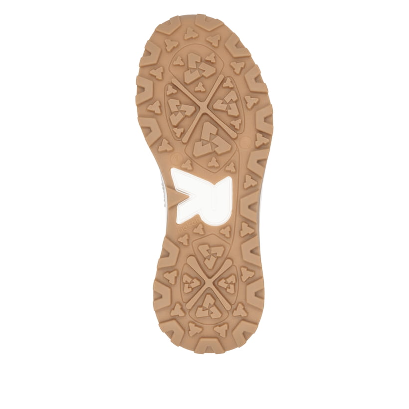 Beige waschbare Rieker Herren Sneaker Low U1302-62 mit einer Schnürung. Schuh Laufsohle.