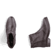 Dunkelbraune Rieker Damen Stiefeletten 77041-26 mit Zierelement. Schuh von oben, liegend.