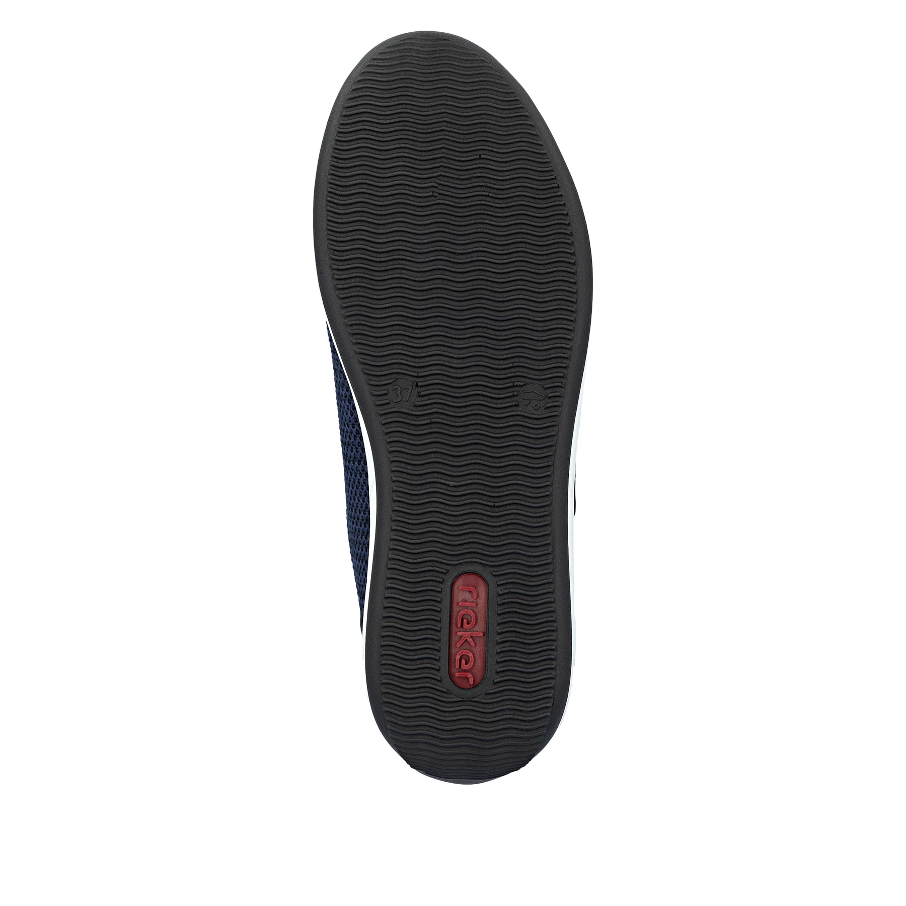 Blaue Rieker Damen Sneaker Low N1111-14 mit einem Reißverschluss. Schuh Laufsohle.