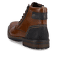 Braune Rieker Herren Schnürstiefel F1340-24 aus Glattleder mit Reißverschluss. Schuh von hinten.