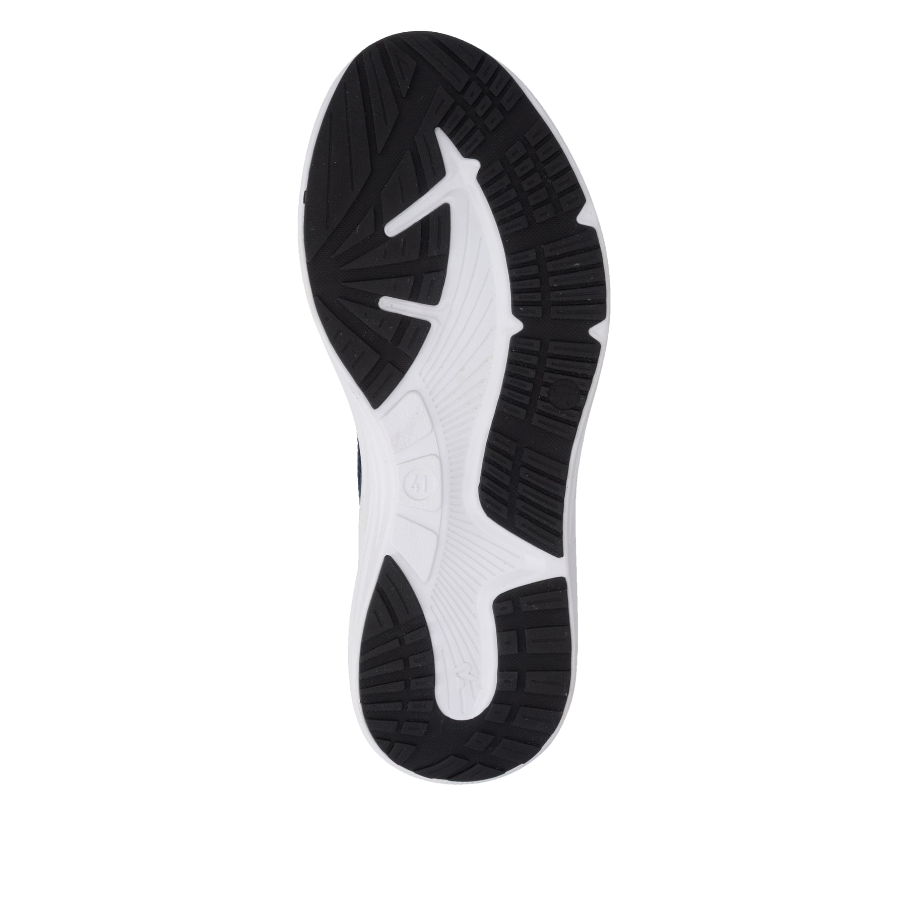 Mocassins Rieker bleus lavables pour homme U4100-14 avec bande élastique. Semelle extérieure de la chaussure.